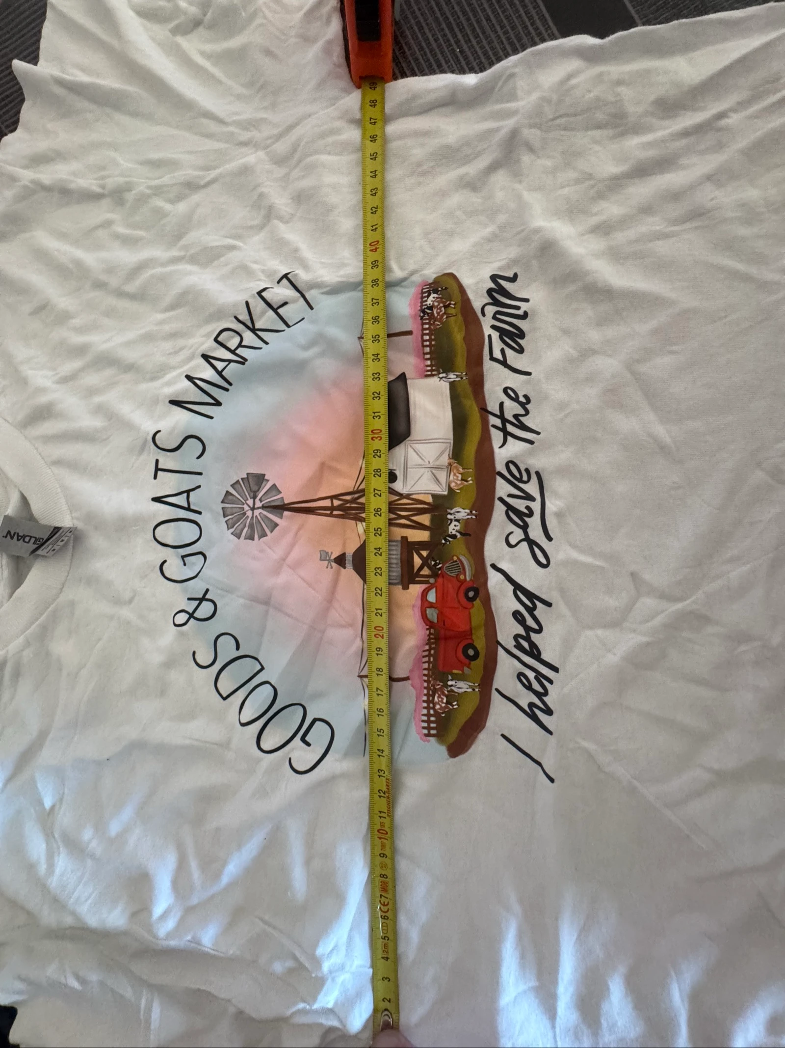 Camiseta vintage “Goods & Goats Market” branca – Estampa fixa – photo 2
